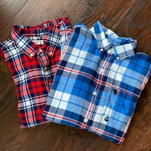 2 Abercrombie kids boys flannel long sleeve button down shirts new  15/16 L xl